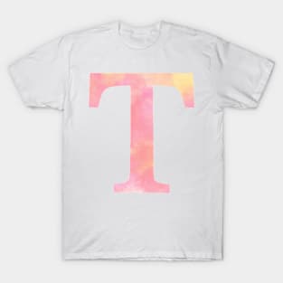 The Letter T Orange and Pink Design T-Shirt